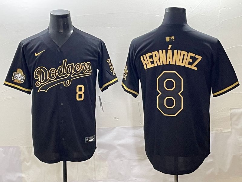 Men 2025 Los Angeles Dodgers #8 Hernandez Black Gold Five generations Nike MLB Jersey style 3->los angeles dodgers->MLB Jersey